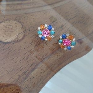 Vintage Corro multi colored Rhinestone Earrings.